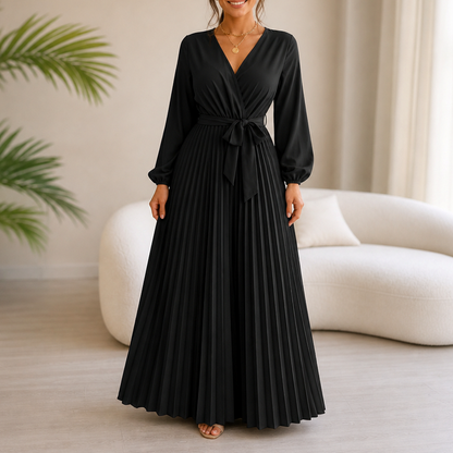 Long Sleeve Pleated Maxi Dress