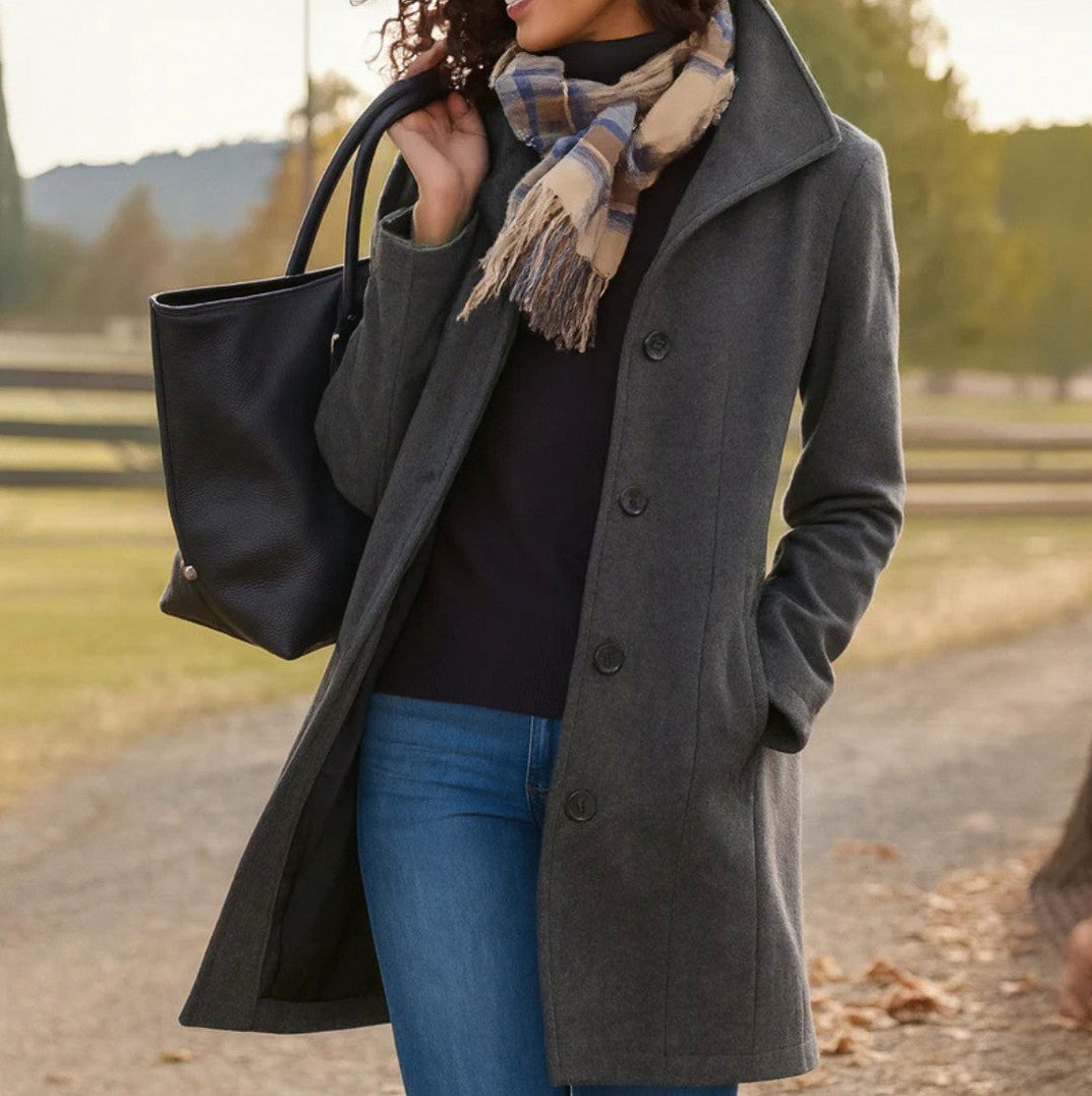 Long Sleeve Stand Collar Coat