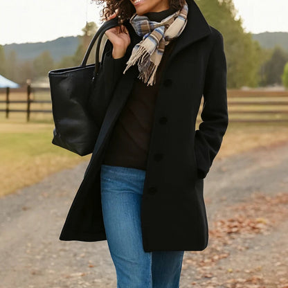 Long Sleeve Stand Collar Coat