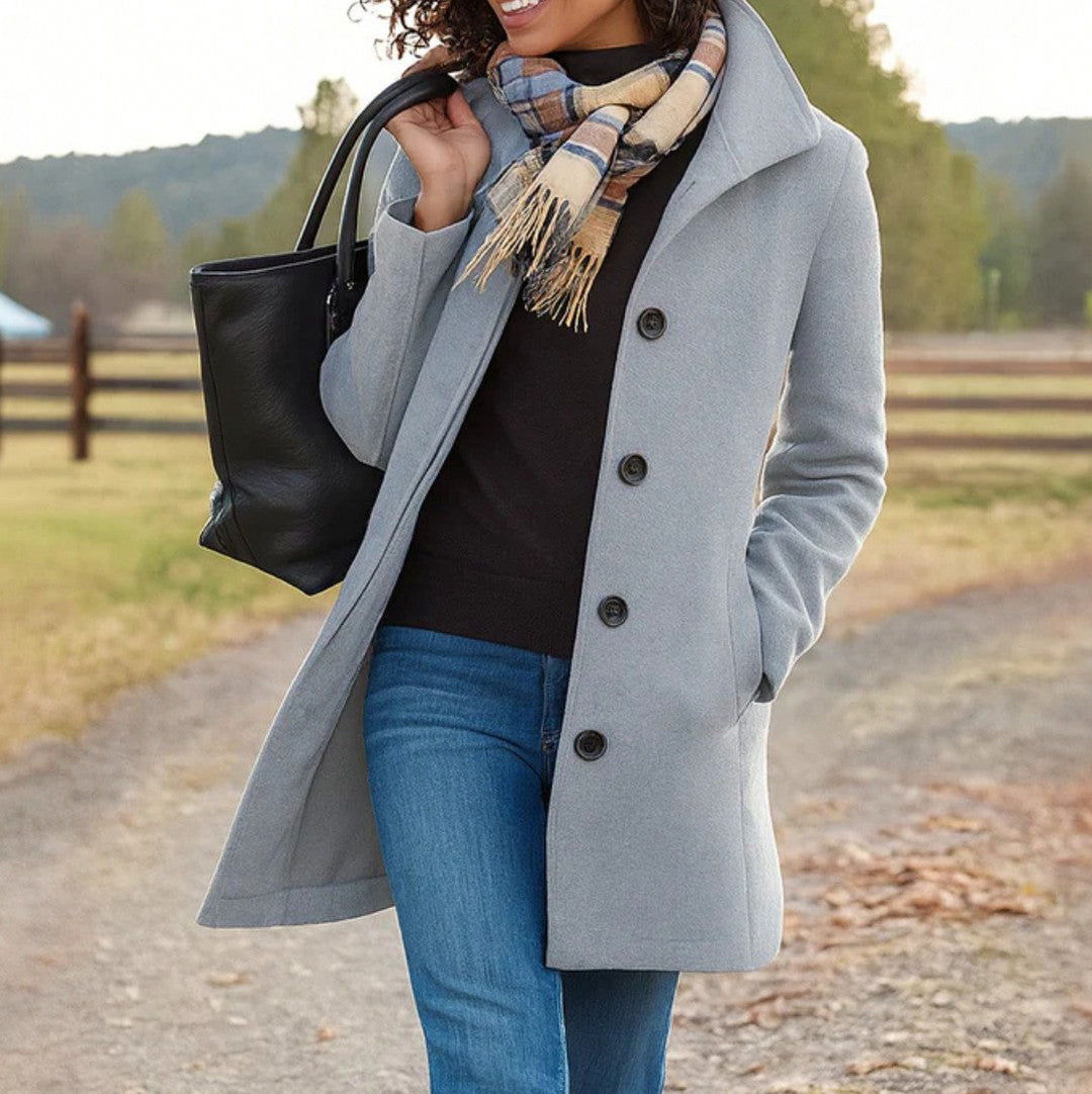 Long Sleeve Stand Collar Coat