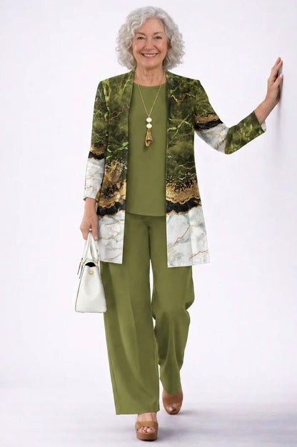 Metallic Leaf 3/4 Sleeve Matching Set