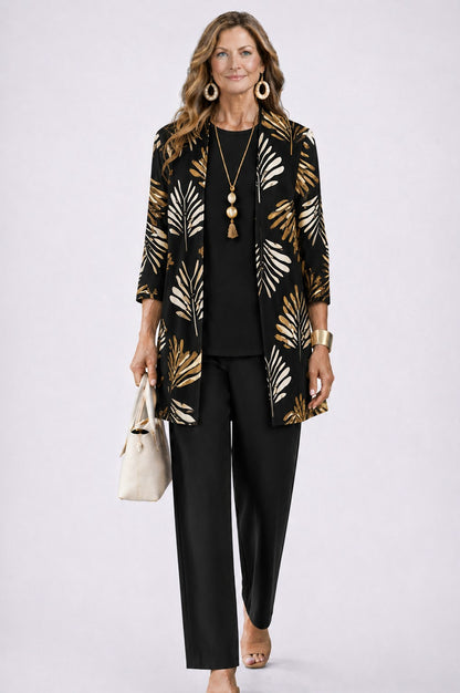 Metallic Leaf 3/4 Sleeve Matching Set