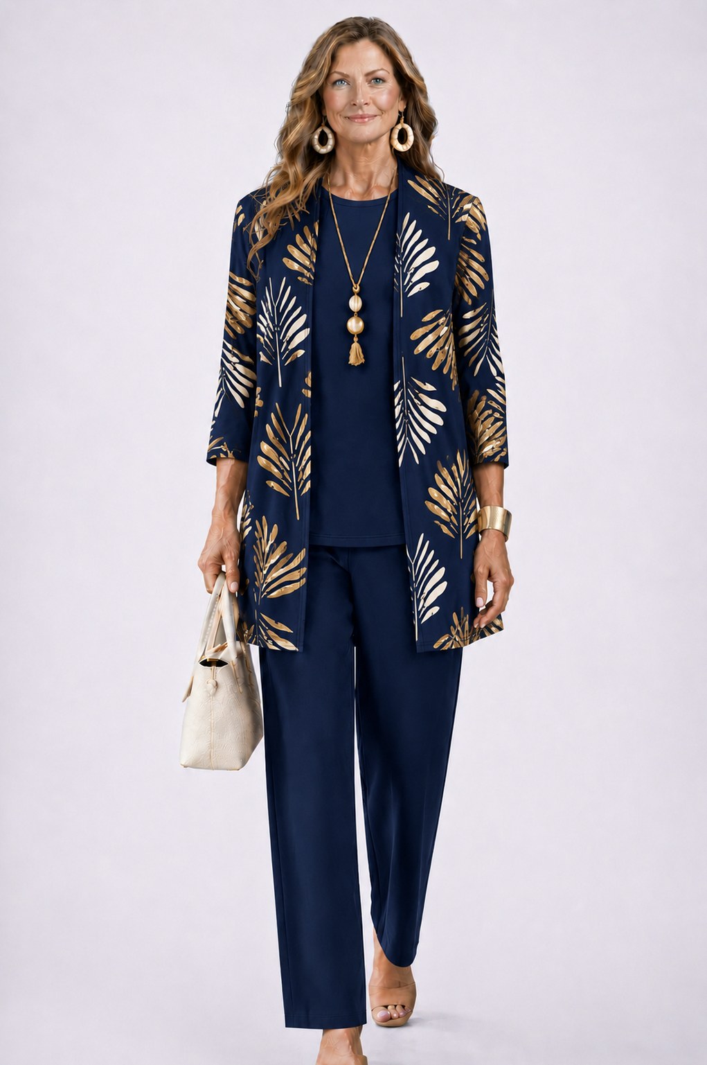 Metallic Leaf 3/4 Sleeve Matching Set