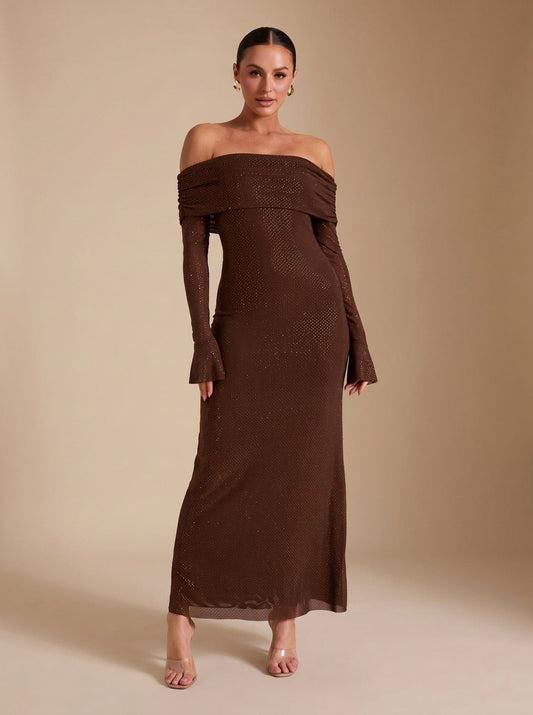 Long Sleeve Off Shoulder Maxi Dress