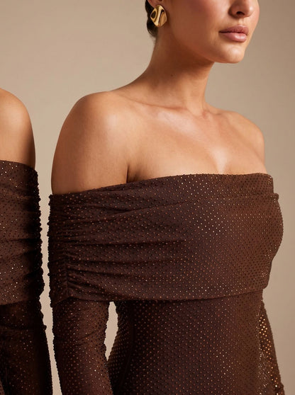 Long Sleeve Off Shoulder Maxi Dress