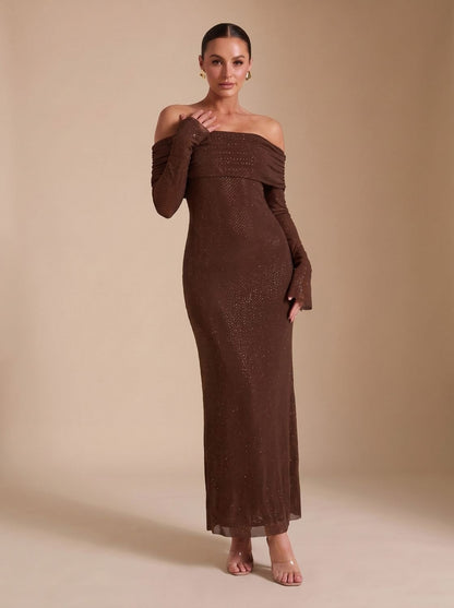 Long Sleeve Off Shoulder Maxi Dress