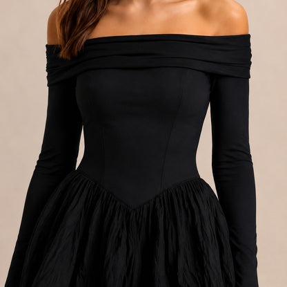 Long Sleeve Off Shoulder Mini Dress