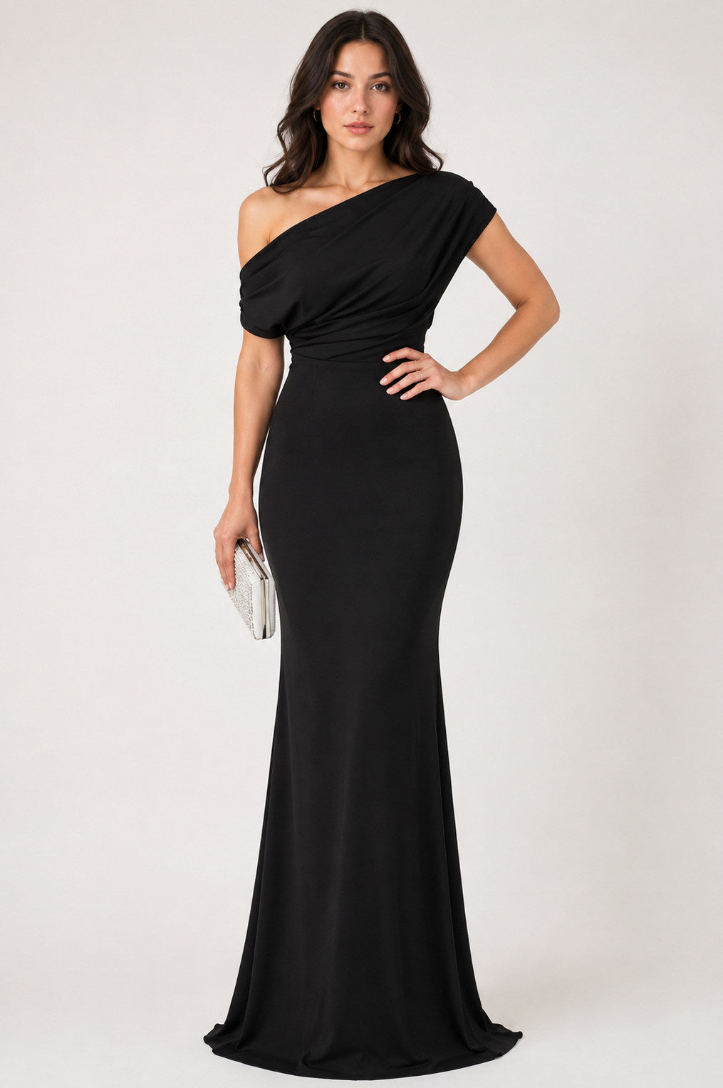 One Shoulder Ruched Maxi Dress