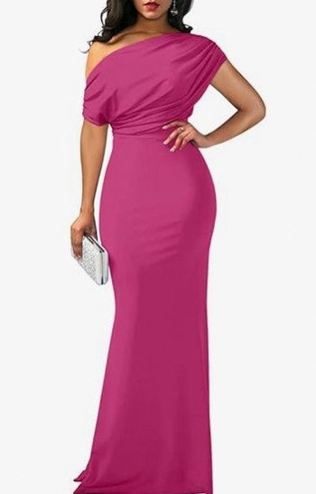 One Shoulder Ruched Maxi Dress