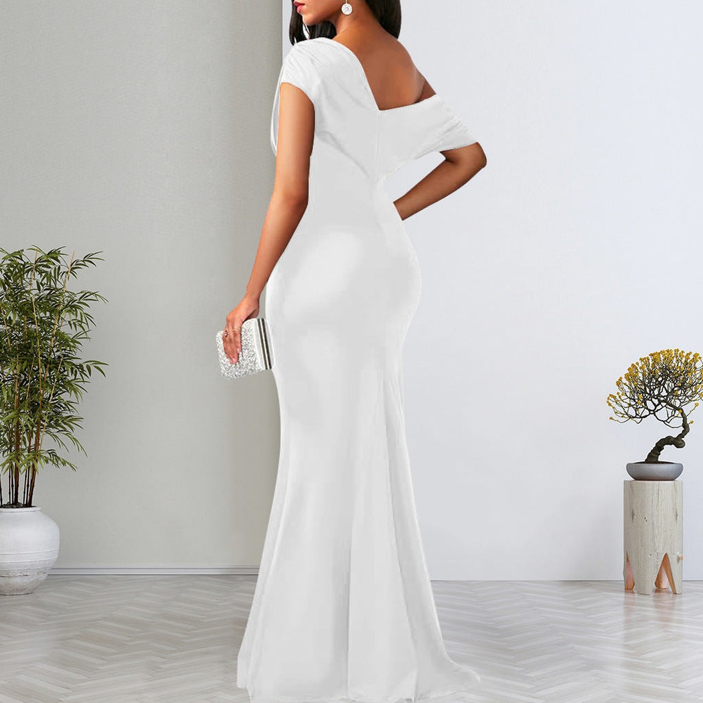 One Shoulder Ruched Maxi Dress