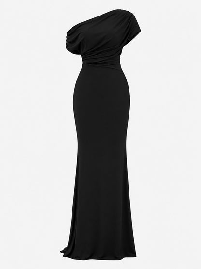 One Shoulder Ruched Maxi Dress