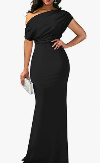 One Shoulder Ruched Maxi Dress