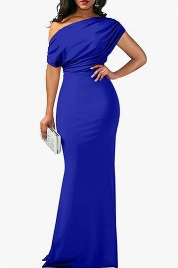 One Shoulder Ruched Maxi Dress
