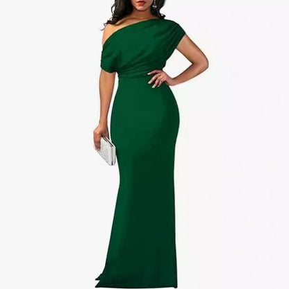One Shoulder Ruched Maxi Dress