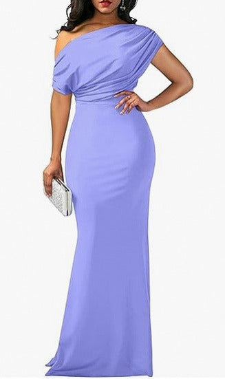 One Shoulder Ruched Maxi Dress
