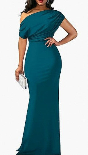 One Shoulder Ruched Maxi Dress