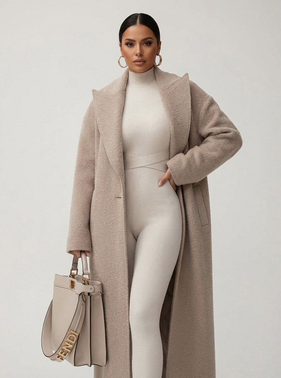 Oversized Notch Lapel Long Coat