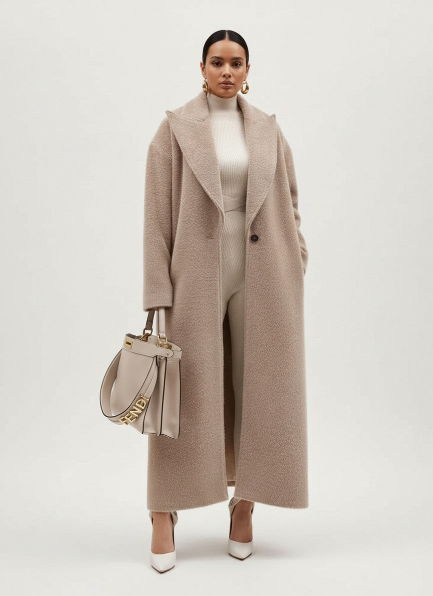Oversized Notch Lapel Long Coat
