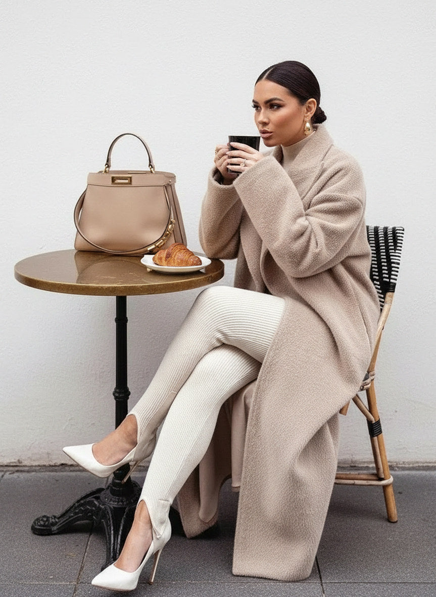 Oversized Notch Lapel Long Coat