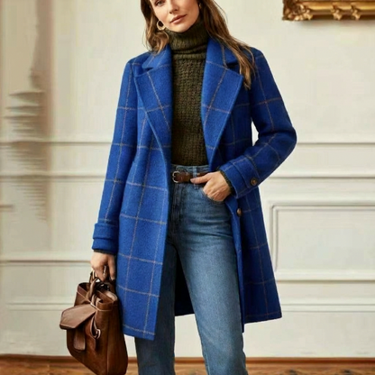 Plaid Button Front Long Coat