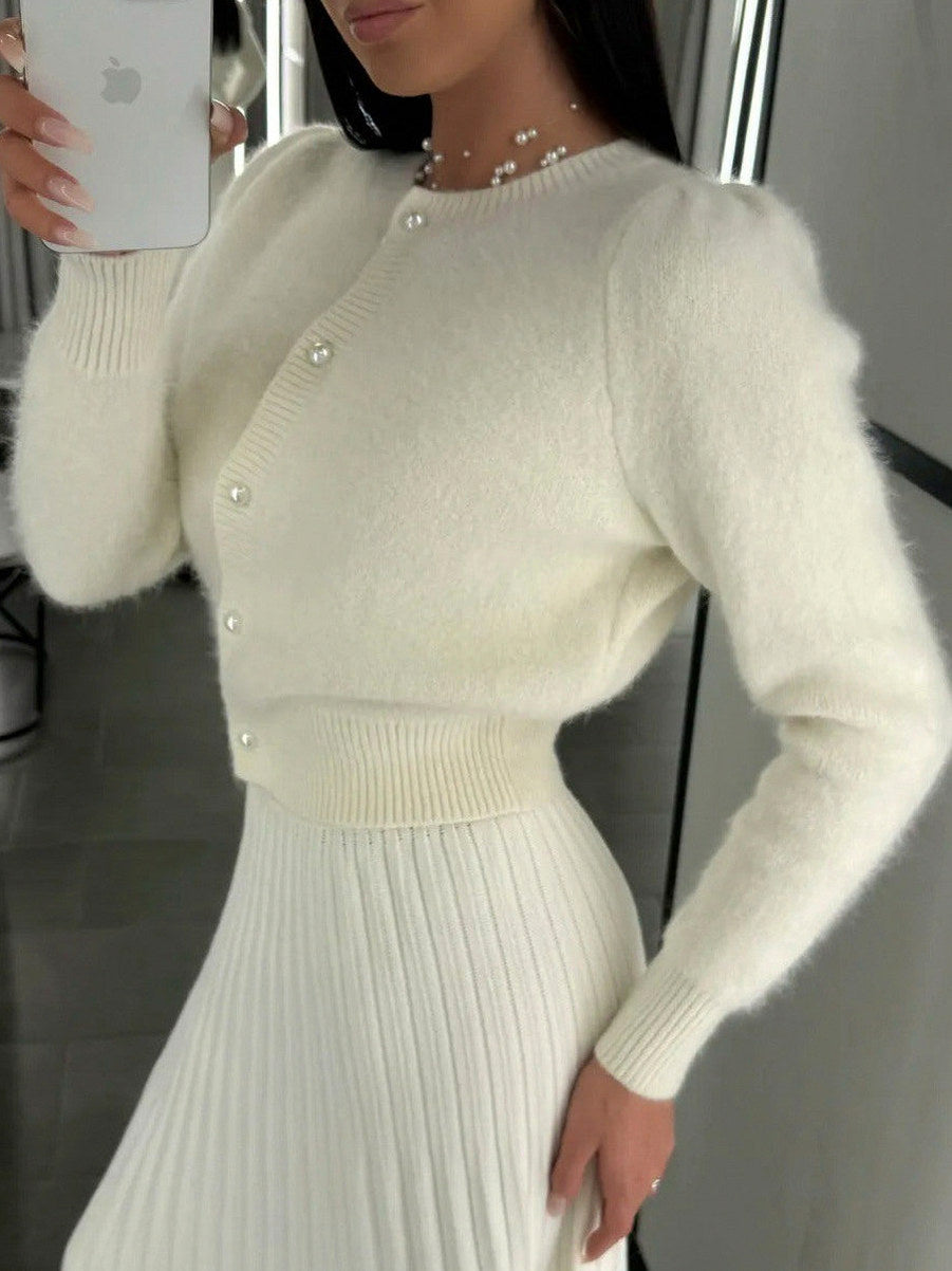 Puff Sleeve Knit Cardigan