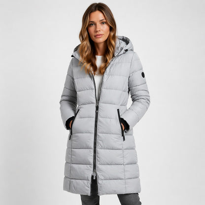 Quilted Hooded Long Sleeve Puffer Jacket