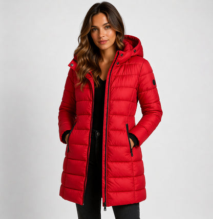 Quilted Hooded Long Sleeve Puffer Jacket