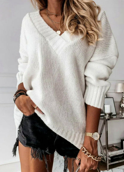 Relaxed V-Neck Knit Sweater