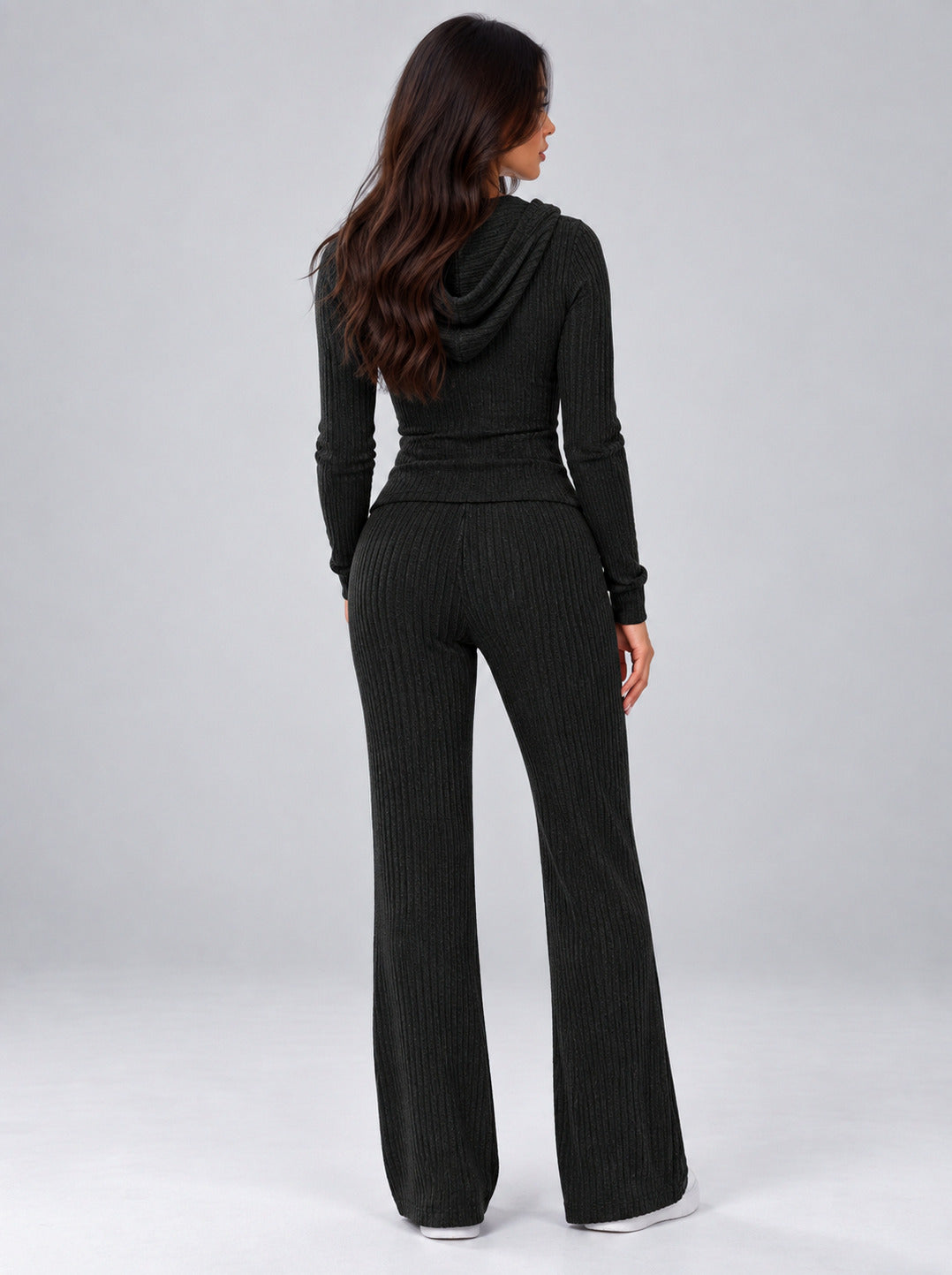Ribbed Knit Long Sleeve Two Piece Set