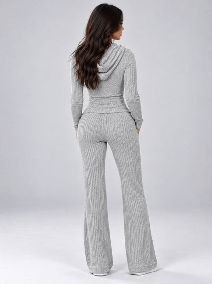 Ribbed Knit Long Sleeve Two Piece Set