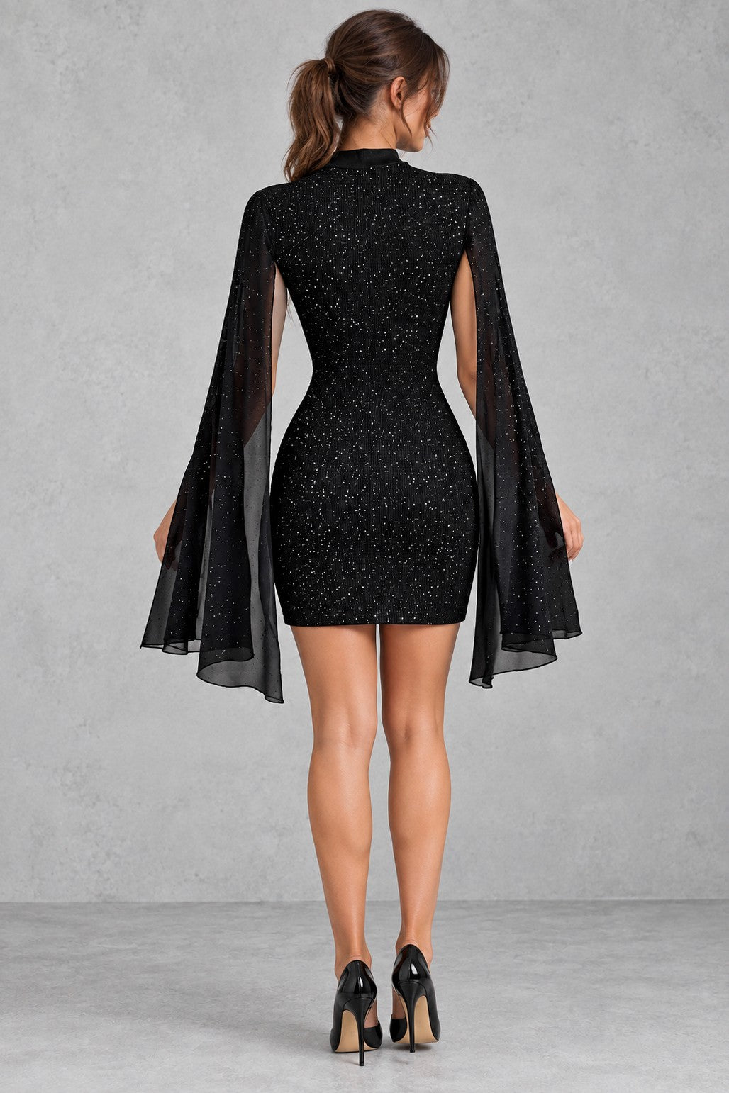 Sequin Cape Sleeve Mini Dress