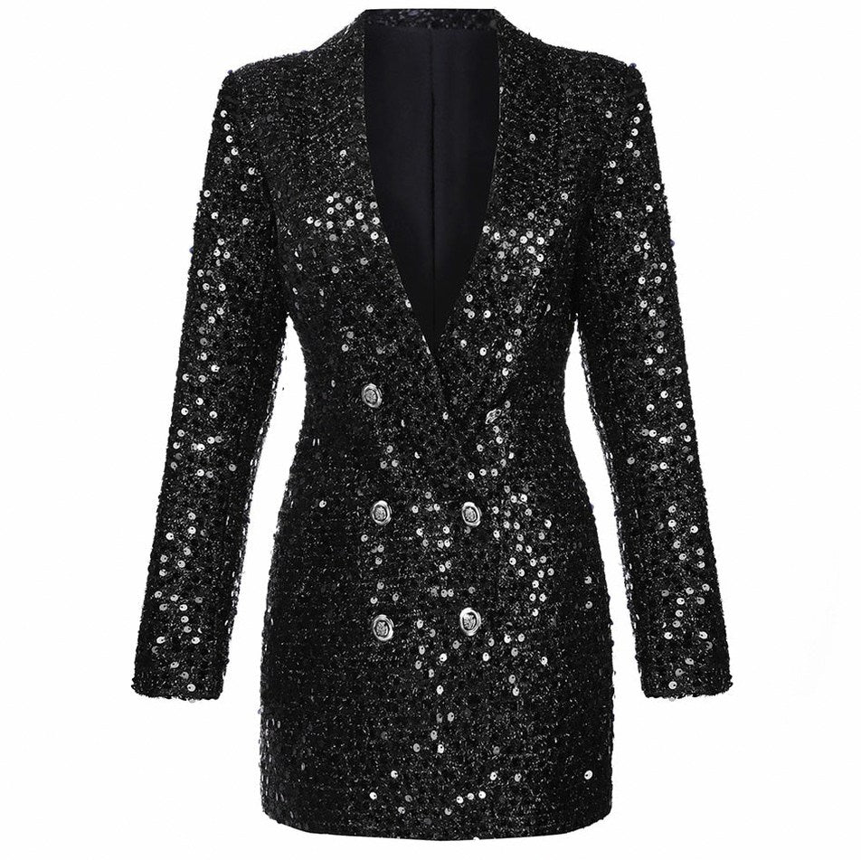 Sequin Long Sleeve Blazer Dress
