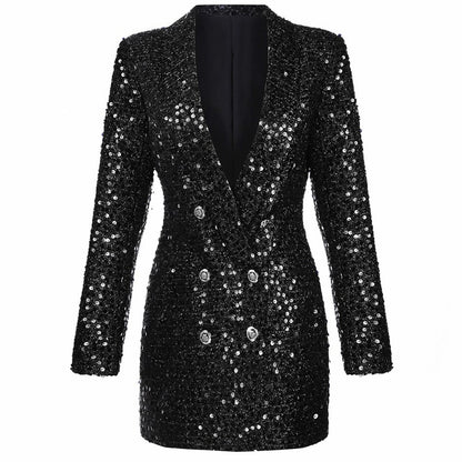 Sequin Long Sleeve Blazer Dress