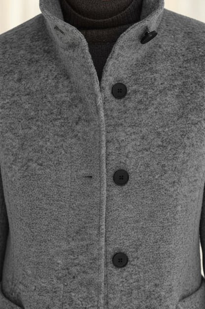 Stand Collar Button Front Coat