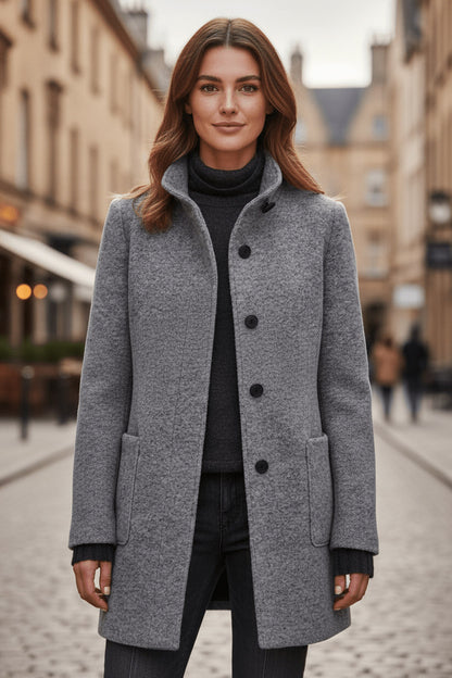Stand Collar Button Front Coat