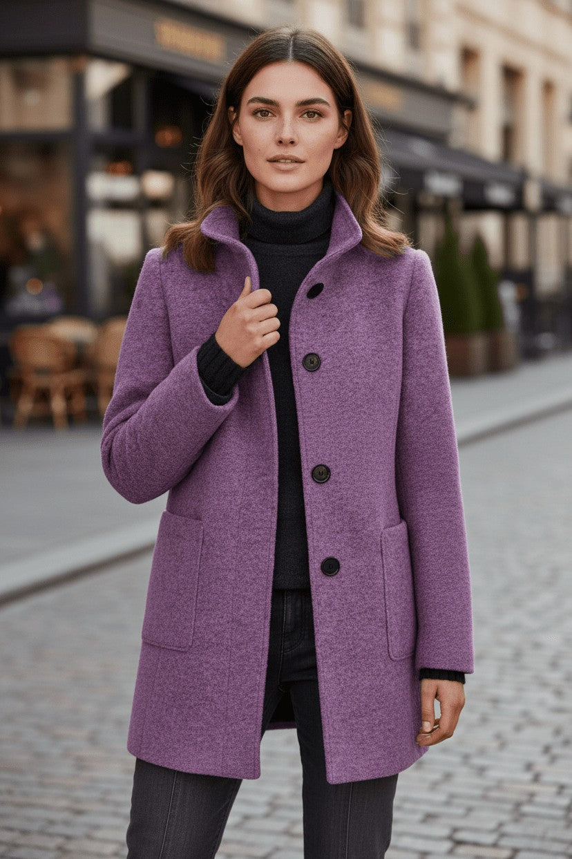 Stand Collar Button Front Coat