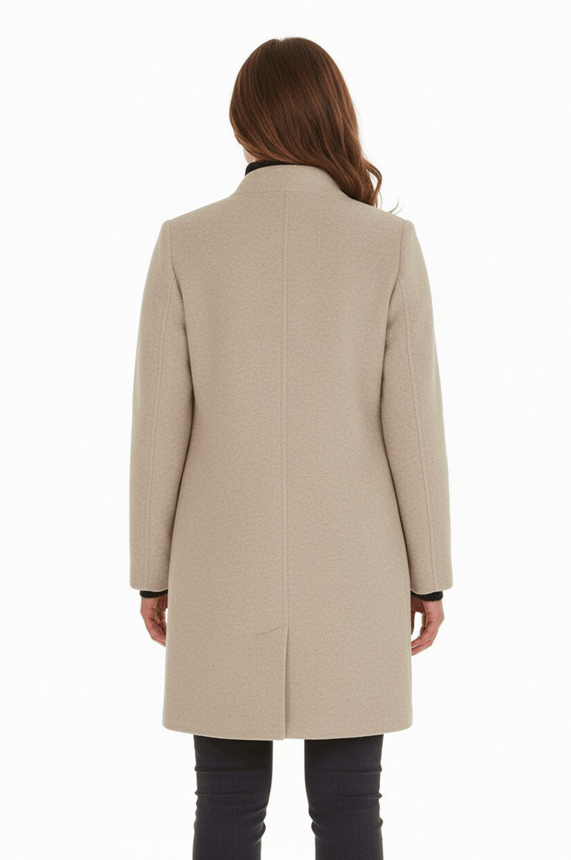 Stand Collar Button Front Coat