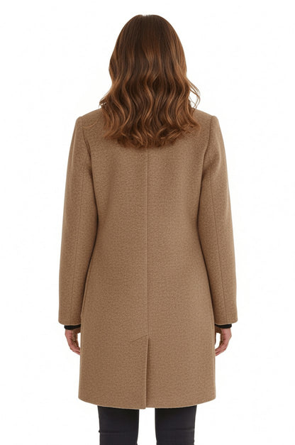 Stand Collar Button Front Coat