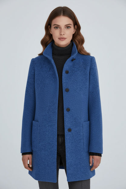 Stand Collar Button Front Coat