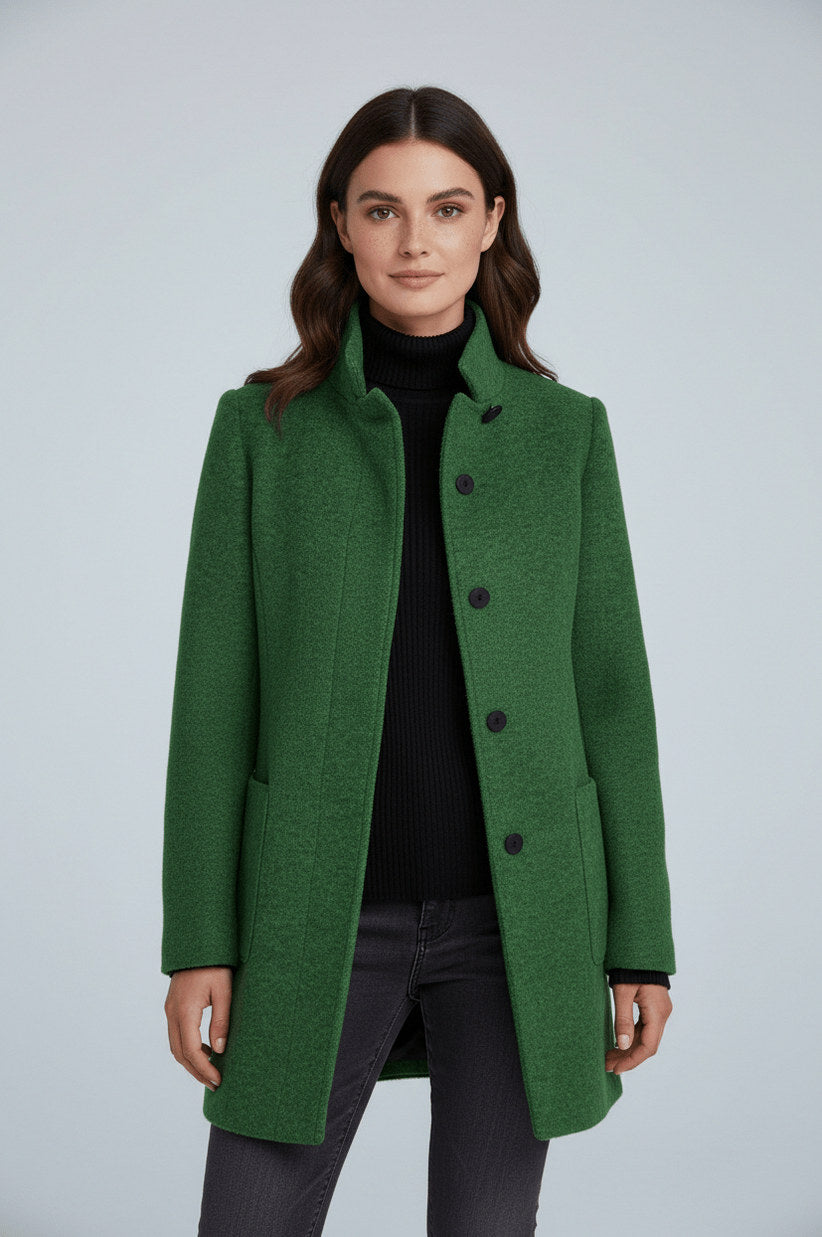 Stand Collar Button Front Coat