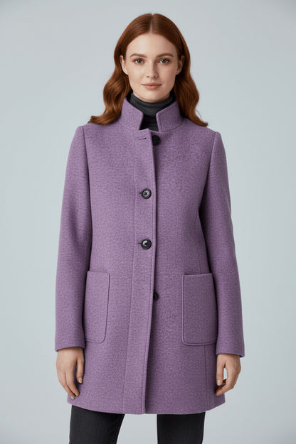Stand Collar Button Front Coat