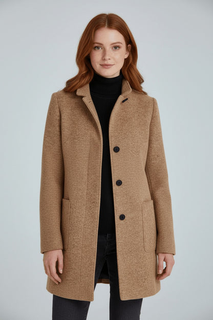Stand Collar Button Front Coat