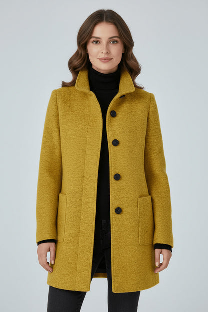 Stand Collar Button Front Coat