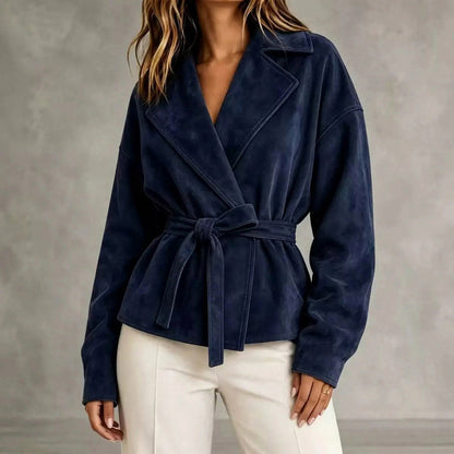 Suede Belted Wrap Jacket