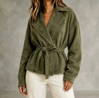 Suede Belted Wrap Jacket