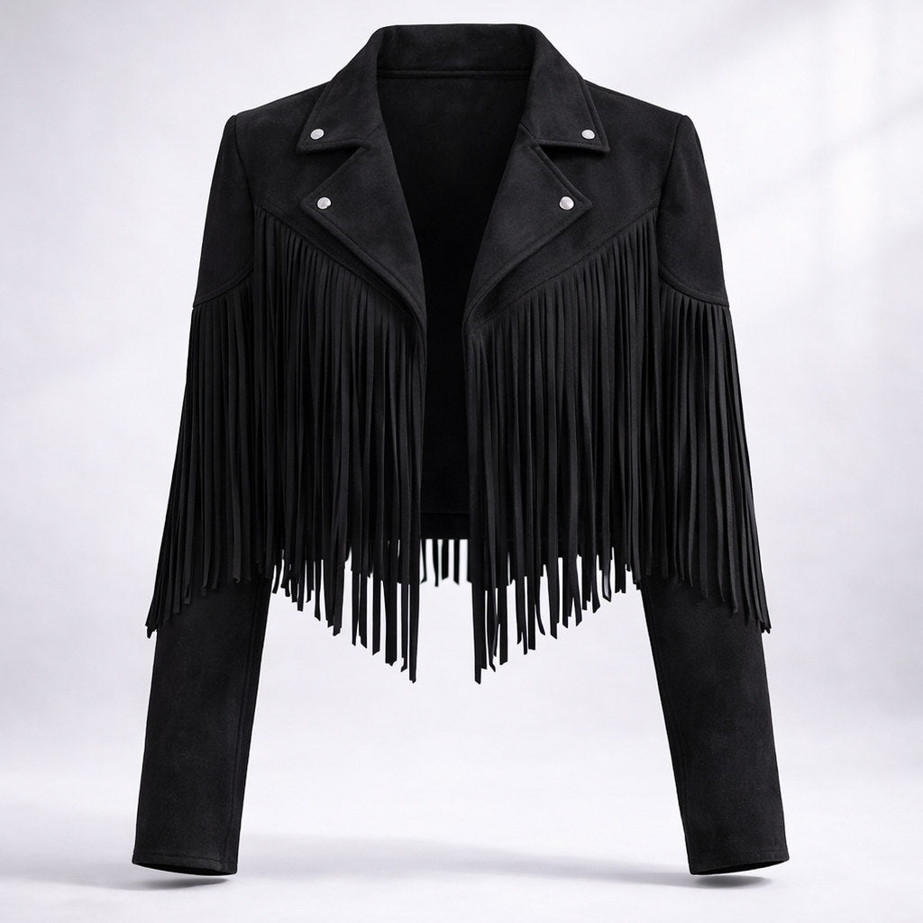 Suede Fringe Long Sleeve Jacket