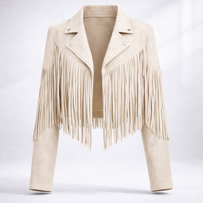 Suede Fringe Long Sleeve Jacket