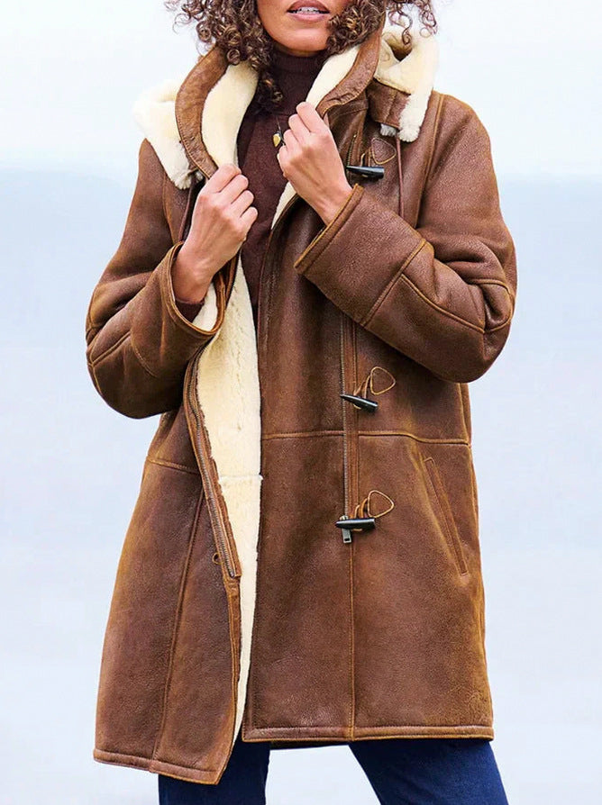 Suede Sherpa Lined Coat