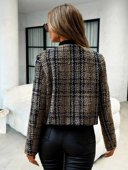 Tweed Plaid Cropped Jacket
