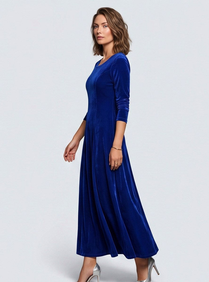 Velvet A-Line Modest Maxi Dress